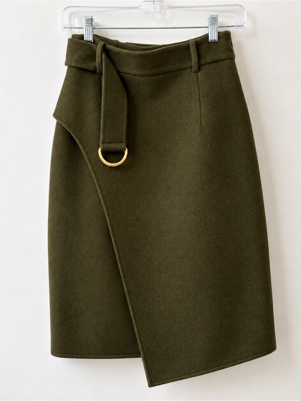 Sandro Belted Wool Midi Skirt - Dark Green Size EU 1 (Small, US 4)